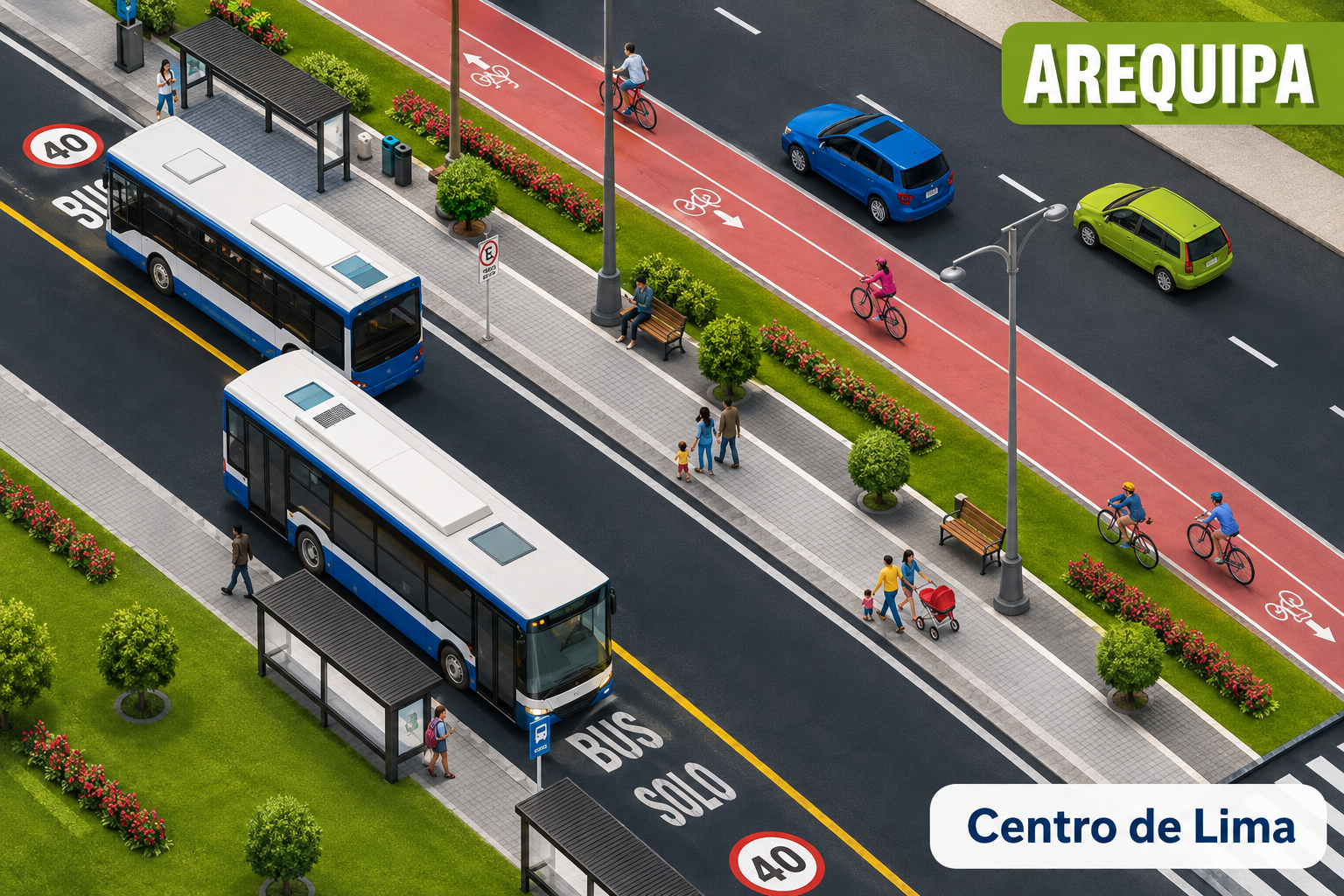 ATU implementa un carril bus bidireccional en la avenida Arequipa para priorizar al Corredor Azul y reducir los tiempos de viaje en Lima.